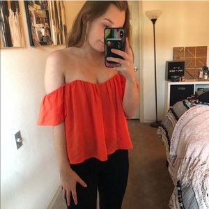 Orange Off the Shoulder Top Size Small